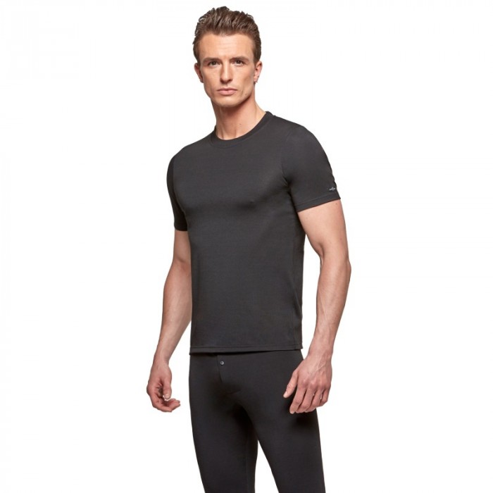 Thermal underwear of the brand IMPETUS - Short-sleeved T-shirt in Lyocell Wool - black - Ref : IM132120100 BK020