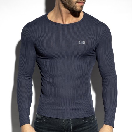 Recycled RIB - navy long-sleeved T-shirt