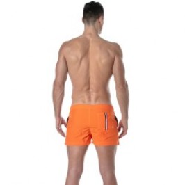 Short de bain de la marque TOF PARIS - Short de bain mi-cuisse Tof Paris à bande tricolore - orange - Ref : TOF377O