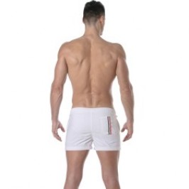 Bath Shorts of the brand TOF PARIS - Tof Paris mid-thigh swim shorts with tricolor stripe - white - Ref : TOF377B