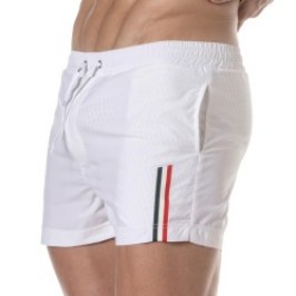 Bath Shorts of the brand TOF PARIS - Tof Paris mid-thigh swim shorts with tricolor stripe - white - Ref : TOF377B