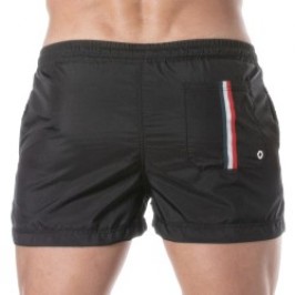 Shorts de baño de la marca TOF PARIS - Bañador Tof Paris a medio muslo con raya tricolor - negro - Ref : TOF377N