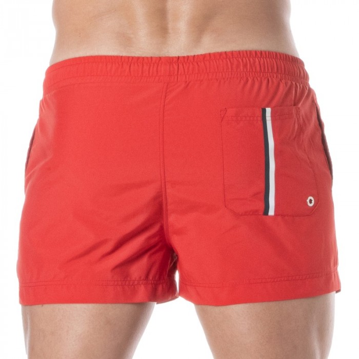 Bath Shorts of the brand TOF PARIS - Tof Paris mid-thigh swim shorts with tricolor stripe - red - Ref : TOF377R