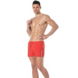Shorts de baño de la marca TOF PARIS - Bañador Tof Paris a medio muslo con raya tricolor - rojo - Ref : TOF377R