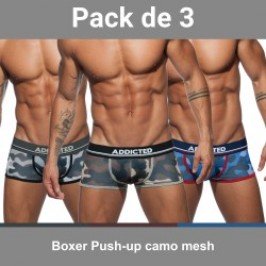 Packs de la marca ADDICTED - Boxer camo mesh push-up - Lot de 3 - Ref : AD698P 3COL