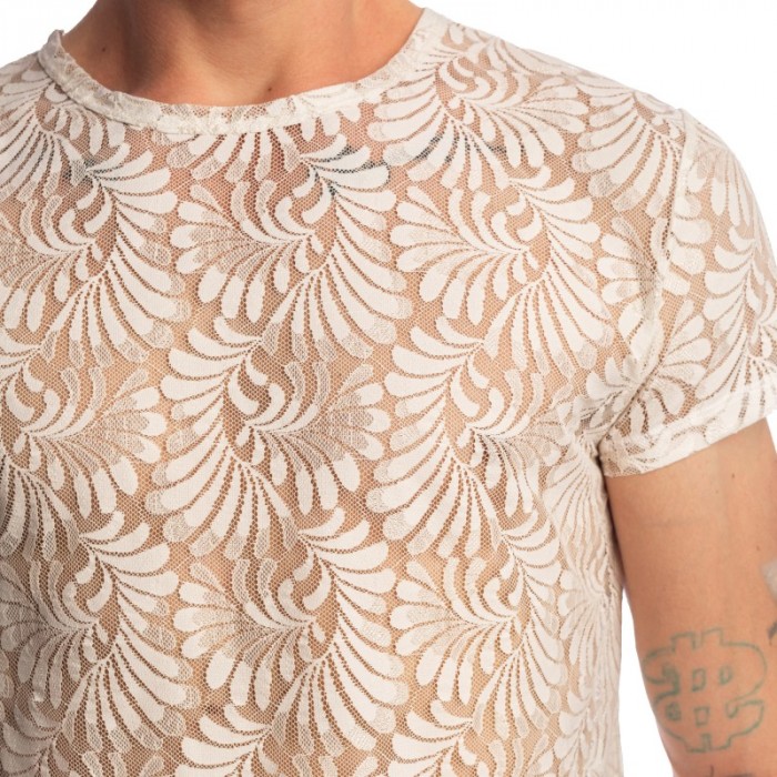 Manches courtes de la marque L HOMME INVISIBLE - Plume D Argent - T-shirt Col V - Ref : MY92 PLU Y61