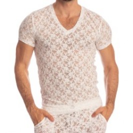 Manches courtes de la marque L HOMME INVISIBLE - White Lotus - T-shirt Col V - Ref : MY73 LOT 002