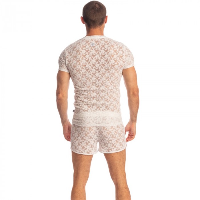 Mangas cortas de la marca L HOMME INVISIBLE - White Lotus - Camiseta con cuello de pico - Ref : MY73 LOT 002