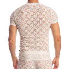 Kurze Ärmel der Marke L HOMME INVISIBLE - White Lotus - T-Shirt mit V-Ausschnitt - Ref : MY73 LOT 002