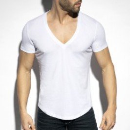 T-shirt deep V-Neck - blanc