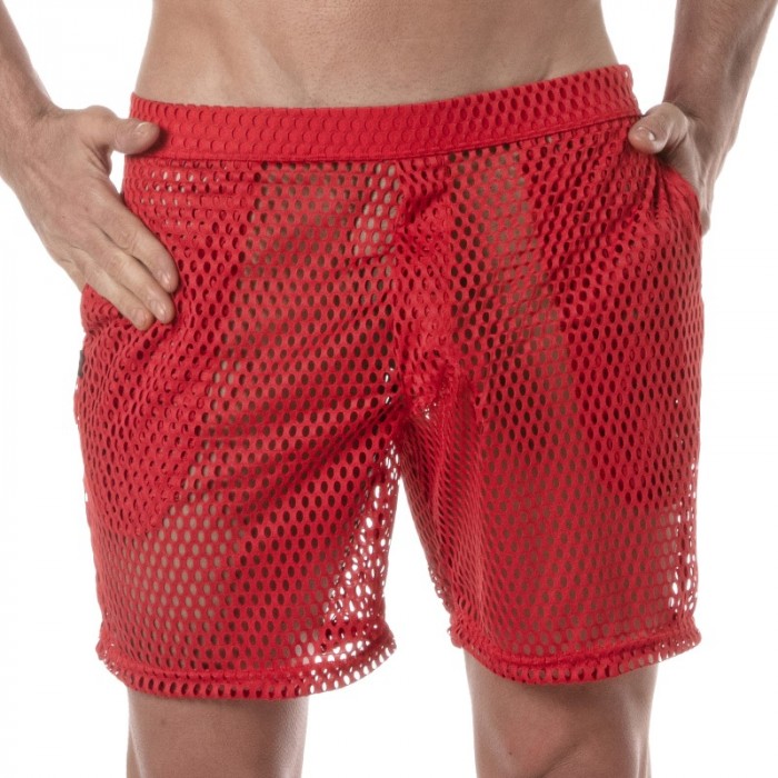 Short of the brand TOF PARIS - Tof Paris See Through Long Shorts - red - Ref : TOF390R