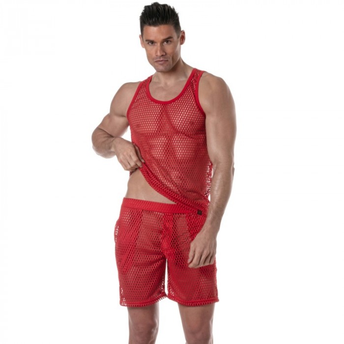 Short of the brand TOF PARIS - Tof Paris See Through Long Shorts - red - Ref : TOF390R