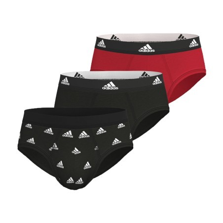Set di 3 slip Active Flex in cotone Adidas - nero, rosso e nero con logo