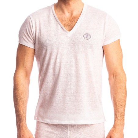 Nieuport White - V-neck T-shirt L'Homme Invisible