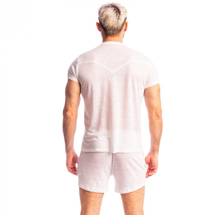 Mangas cortas de la marca L HOMME INVISIBLE - Nieuport Blanco - Camiseta con cuello de pico L Homme Invisible - Ref : RW31 NIE 0