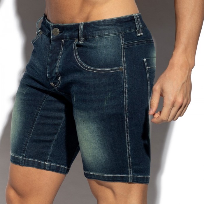 Jean s de la marque ES COLLECTION - Bermuda Jean Dénim - bleu foncé - Ref : ESJ072 C502