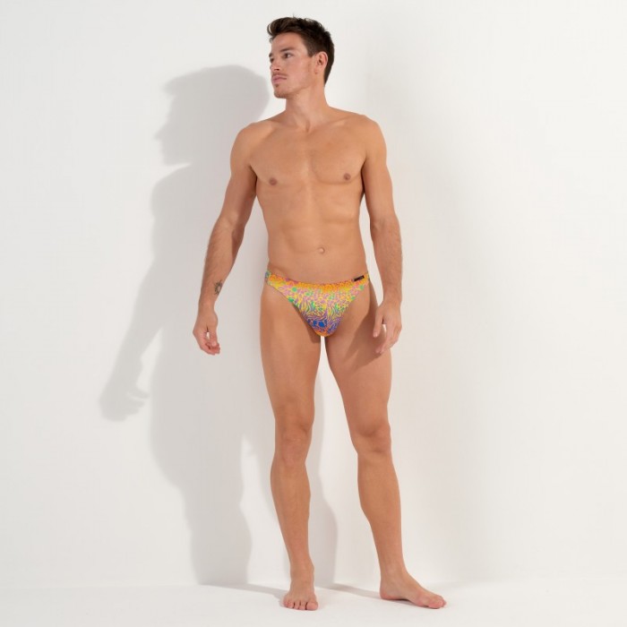 Stringa del marchio HOM - G-String HOM Funky Styles - Stampa Giallo - Ref : 402895 40P0YE
