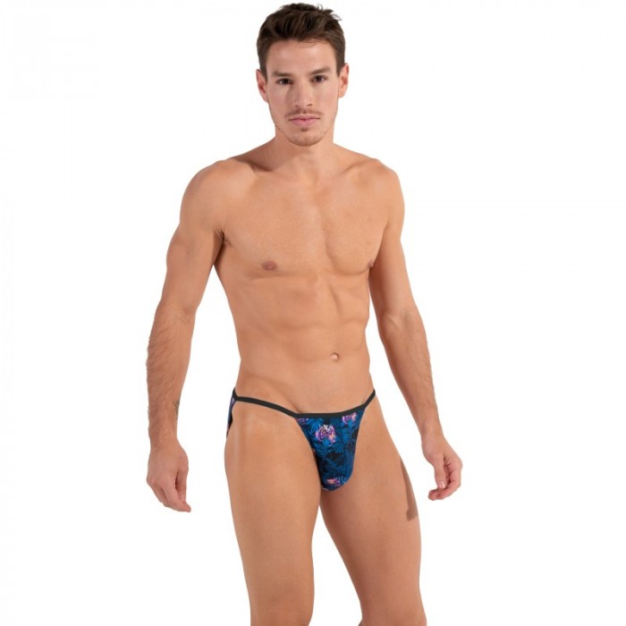 Brief of the brand HOM - Tanga HOM Funky Styles - Navy tiger and floral print - Ref : 402896 40P0RA