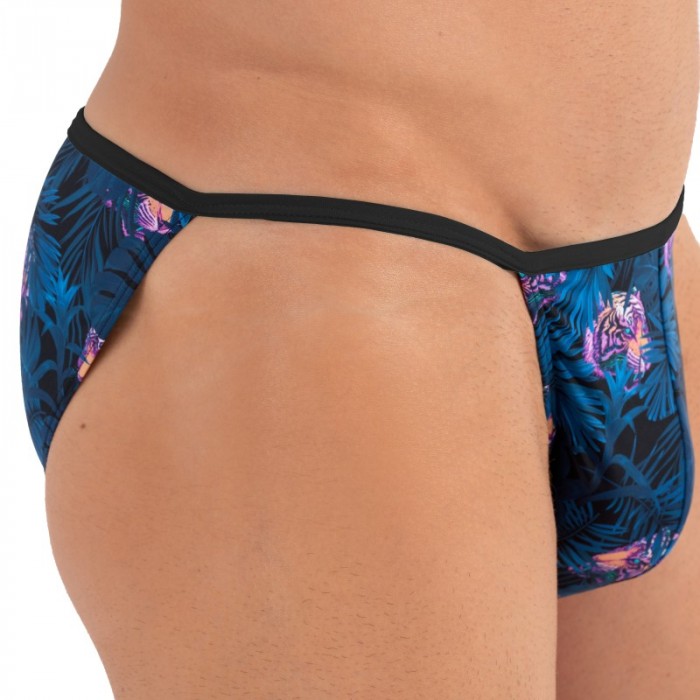 Brief of the brand HOM - Tanga HOM Funky Styles - Navy tiger and floral print - Ref : 402896 40P0RA