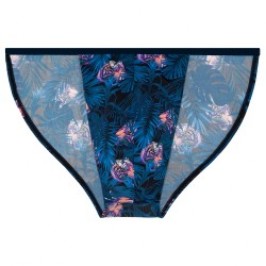Slip del marchio HOM - Tanga HOM Funky Styles - blu navy stampa tigre e floreale - Ref : 402896 40P0RA