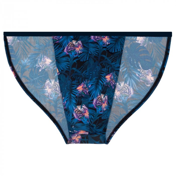 Slip de la marca HOM - Tanga HOM Funky Styles -Azul marino estampado tigre y floral - Ref : 402896 40P0RA