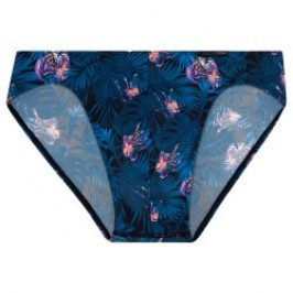 Slip, Tanga de la marque HOM - Micro Slip Comfort HOM Funky Styles - navy imprimé tigre et floral - ÉDITION LIMITÉE - Ref : 4028