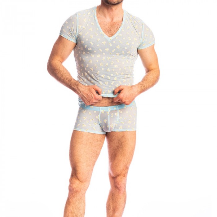 Manches courtes de la marque L HOMME INVISIBLE - Paradiso - T-Shirt Col V - Ref : MY73 PAR F21