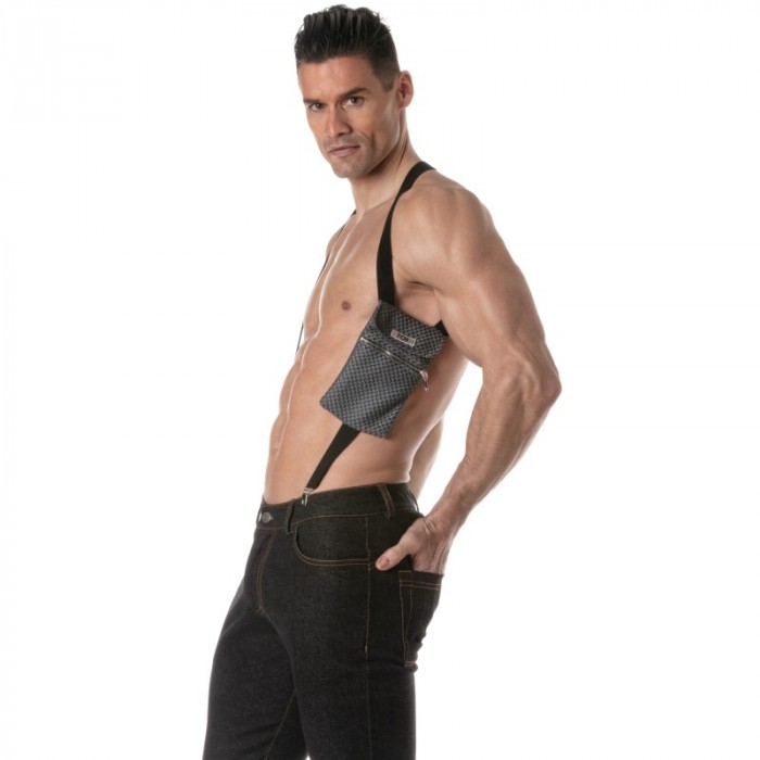 Geschirr der Marke TOF PARIS - Elastisches Geschirr mit Tasche 3D Tof Paris - Grau - Ref : TOF467G