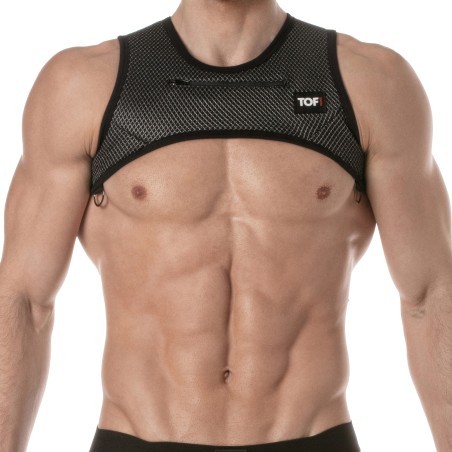 Zippered Pocket Harness 3D Tof Paris - Black/Grey
