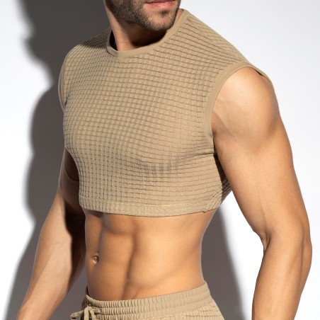 Top corto checkmate midriff - beige