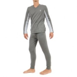 Loungewear del marchio EDEN PARK - Pigiama Eden Park Plain con scollo a V grigio - Ref : E502F23 927
