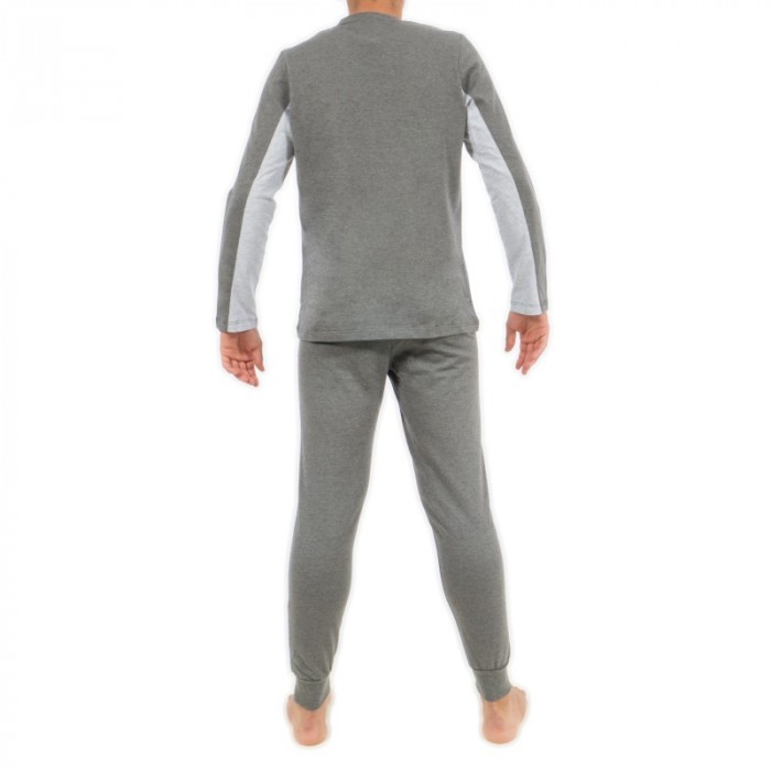 Loungewear del marchio EDEN PARK - Pigiama Eden Park Plain con scollo a V grigio - Ref : E502F23 927