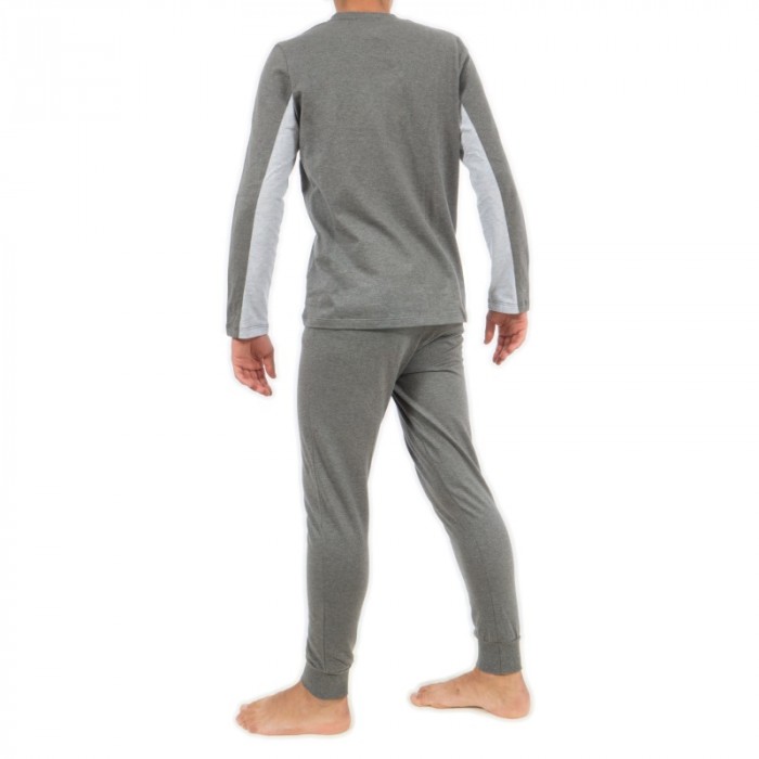Loungewear del marchio EDEN PARK - Pigiama Eden Park Plain con scollo a V grigio - Ref : E502F23 927