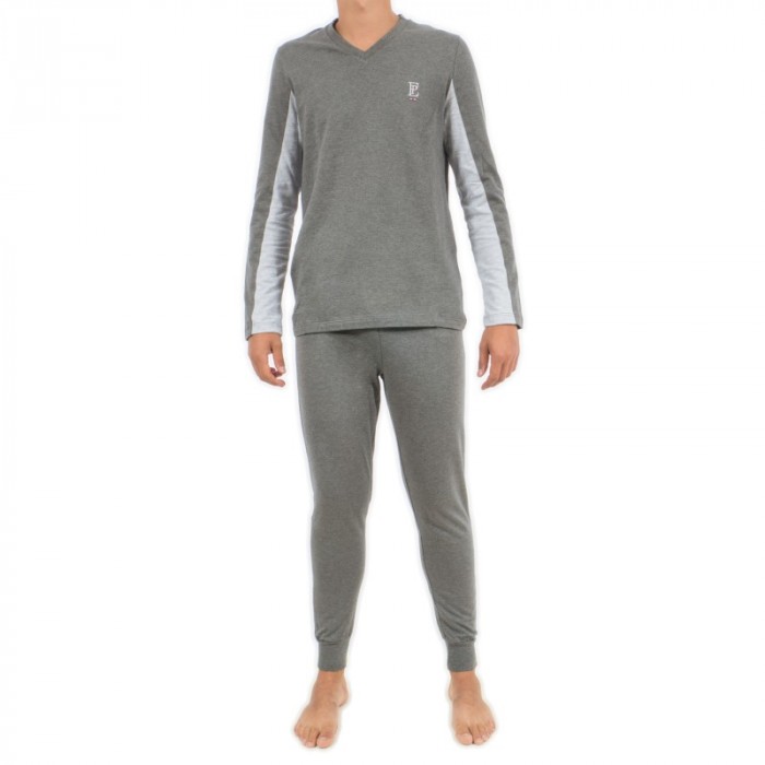 Loungewear del marchio EDEN PARK - Pigiama Eden Park Plain con scollo a V grigio - Ref : E502F23 927