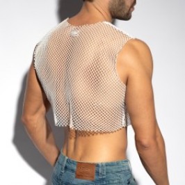 Débardeur de la marque ES COLLECTION - Crop Top Beachy Net Midriff - Blanc - Ref : TS338 C01