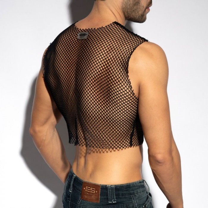 Débardeur de la marque ES COLLECTION - Crop Top Beachy Net Midriff - Noir - Ref : TS338 C10