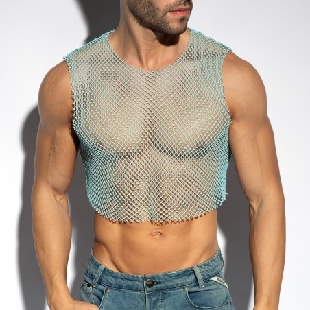 Crop Top Beachy Rete Ombelico - Blu