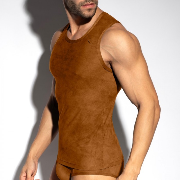 Débardeur de la marque ES COLLECTION - Débardeur Simsuede - Marron - Ref : TS339 C13