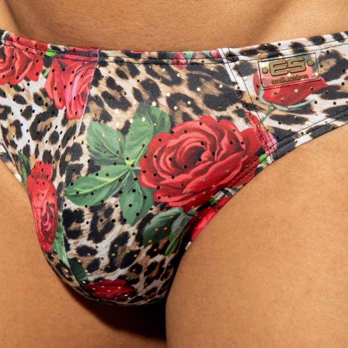 Slip de la marca ES COLLECTION - Bikini roses - Noir - Ref : UN615 C10