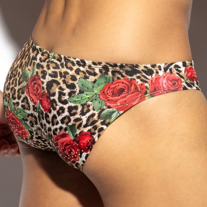 Slip de la marca ES COLLECTION - Bikini roses - Noir - Ref : UN615 C10