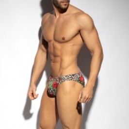 Slip de la marca ES COLLECTION - Bikini roses - Noir - Ref : UN615 C10