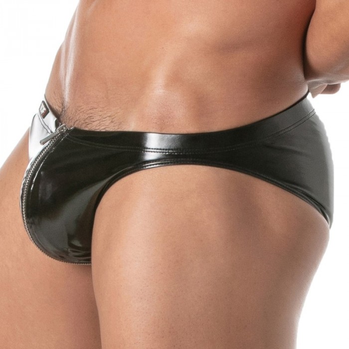 Brief of the brand TOF PARIS - Zip-Up Bikini Vinyl Tof Paris - Black - Ref : TOF493N