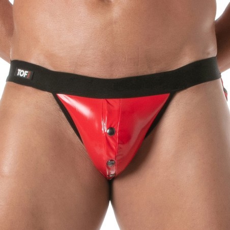 Jockstraps mit Druckknöpfen Vinyl Tof Paris - Rot