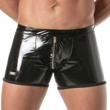 Boxer Zippé Push Up Vinyl Tof Paris - Noir