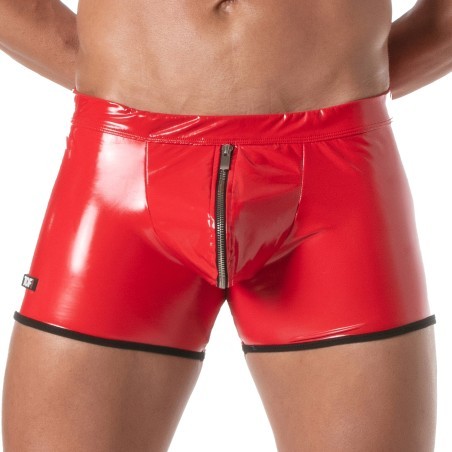 Boxer Zippé Push Up Vinyl Tof Paris - Rouge