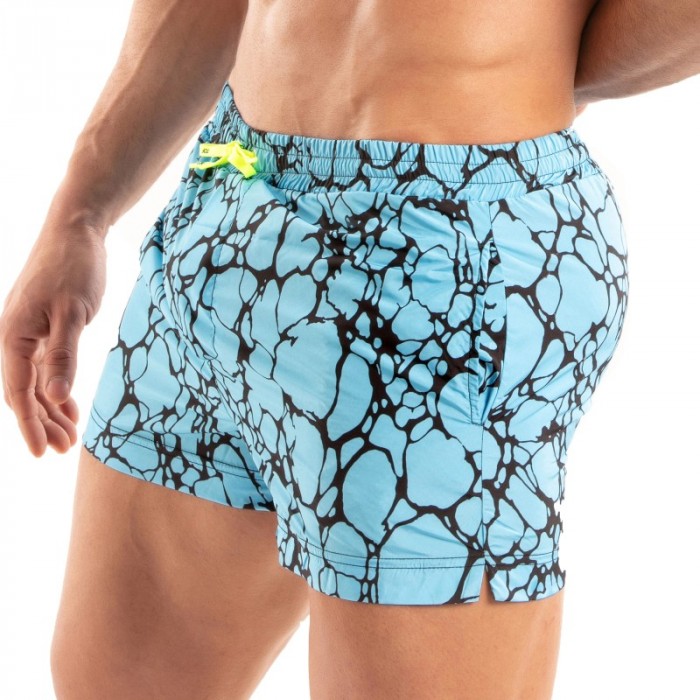 Pantaloncini da bagno del marchio TOF PARIS - Pantaloncini da bagno con stampa a metà coscia Tof Paris - Blu - Ref : TOF540BU