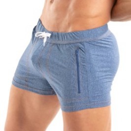 Shorts de baño de la marca TOF PARIS - Shorts de baño con cremallera Denim Tof Paris - Ref : TOF546BU