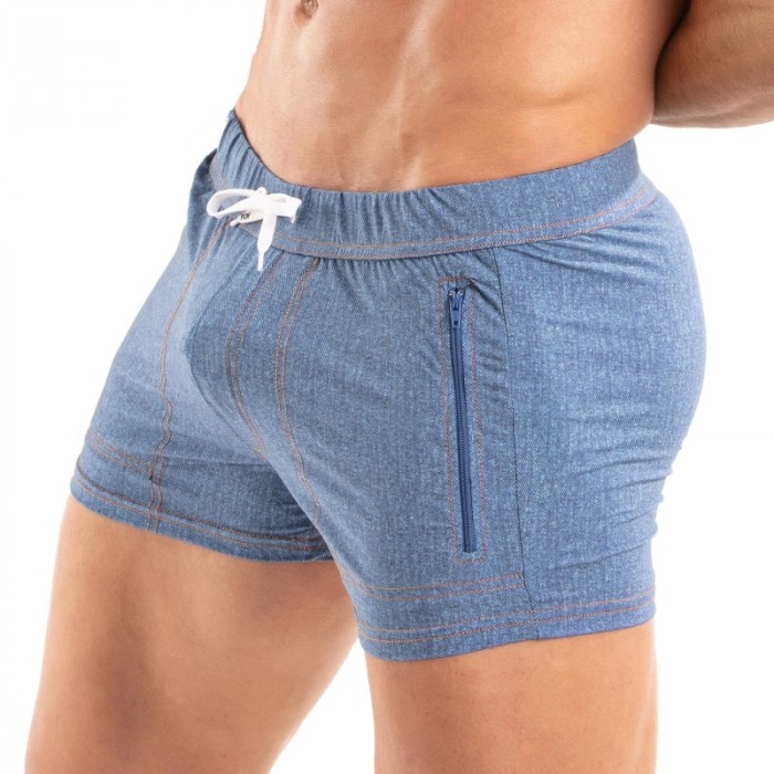 Badehosen der Marke TOF PARIS - Badeshorts mit Reißverschluss Zippé Denim Tof Paris - Ref : TOF546BU