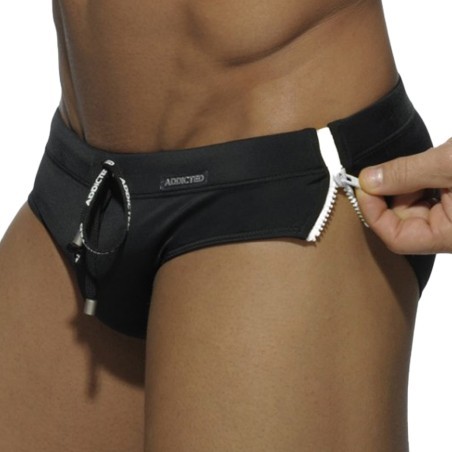Slip de bain Sides Zipper - blanc