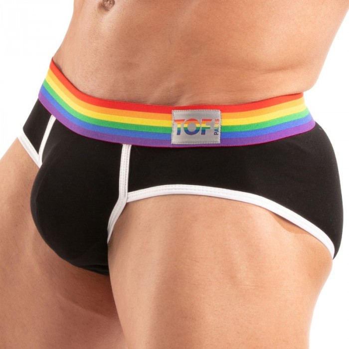 Slip de la marca TOF PARIS - Calzoncillos Tof Paris Rainbow - Negro - Ref : TOF532N